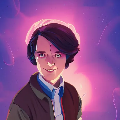 Image similar to Douglas Adams as Ford Prefect, ambient lighting, 4k, anime key visual, lois van baarle, ilya kuvshinov, rossdraws, artstation