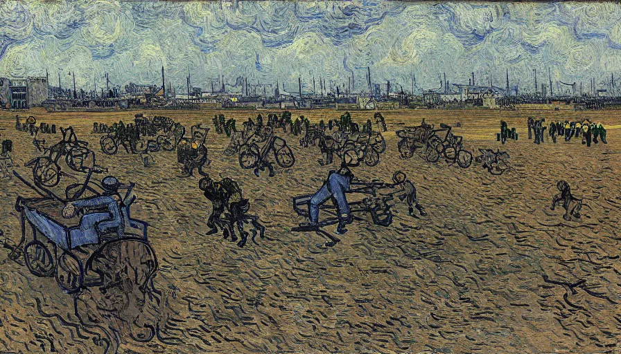 Prompt: WACO siege by Vincent Van Gogh,