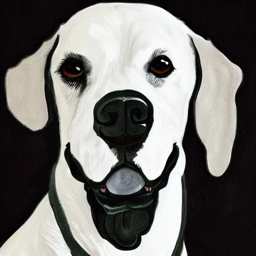 Prompt: a detailed portrait of a kind dog