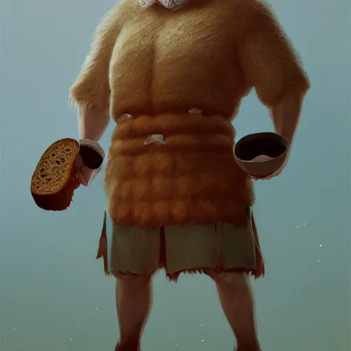 Image similar to portrait of viking toast man, bread type pokemon, strong pixar wheat bread warrior, volumetric lighting, dynamic composition, art by sachin teng and sergey kolesov and ruan jia and heng z, scifi, fantasy, hyper detailed, ultra realistic, sharp focus, wildlife photography, national geographic, octane render, concept art
