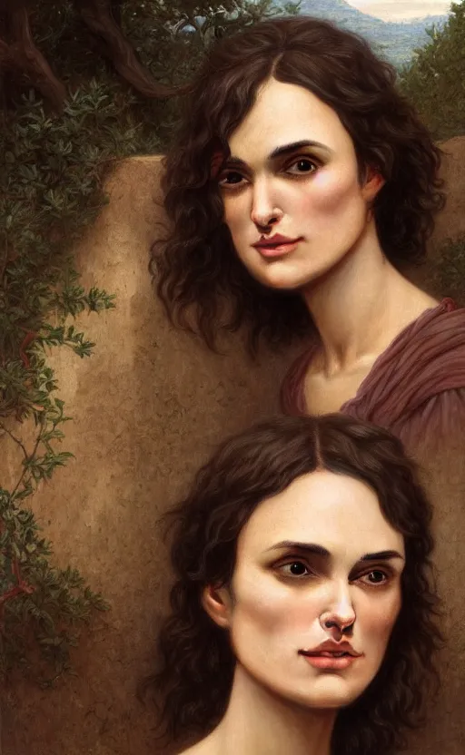 Image similar to winona ryder, kiera knightly, traditional corsican, intricate, highly detailed, artstation, illustration, jurgens, rutkowski, bouguereau, pastoral, rural, georgic