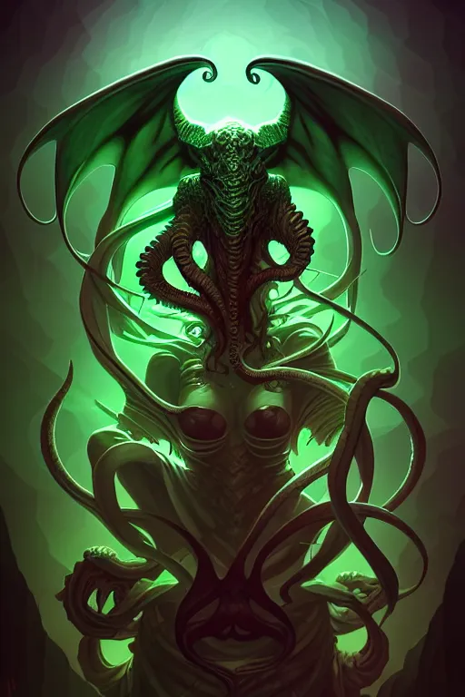 Image similar to isometric Cthulhu by Artgerm and WLOP, Pixiv