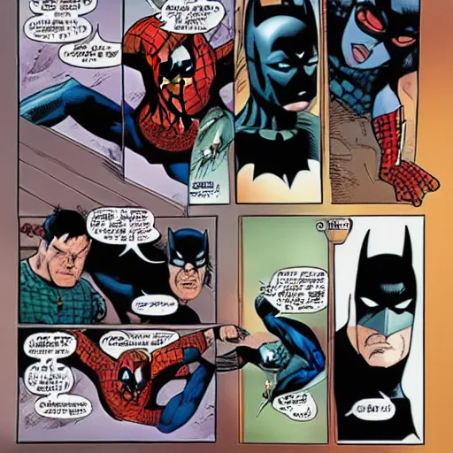 Image similar to Batman VS Spider-Man comic book page