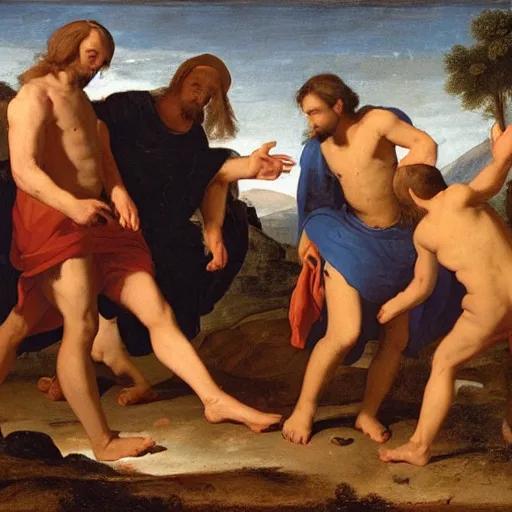 Prompt: me and the boys at 3 am looking for beans, cinematic, sharp, crisp, nicolas poussin