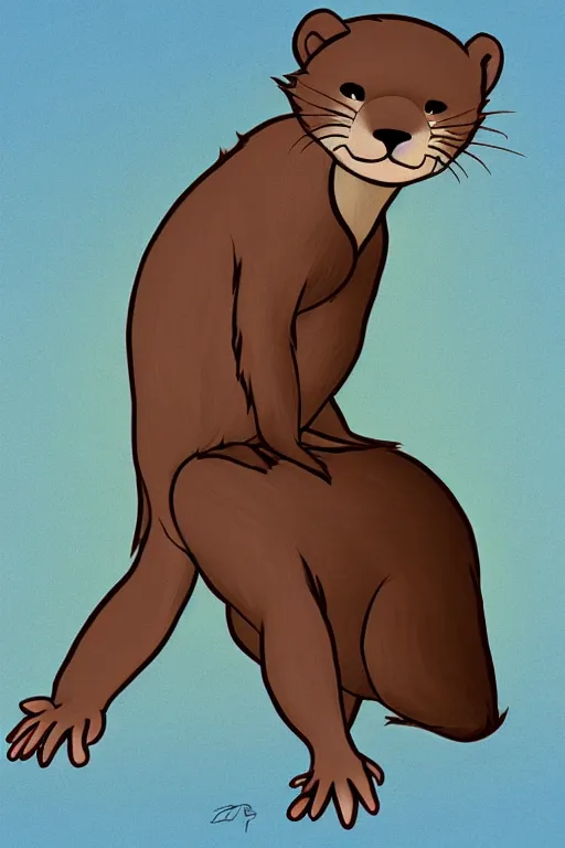 Image similar to an otter fursona, trending on furaffinity, by don bluth, furry art, digital art