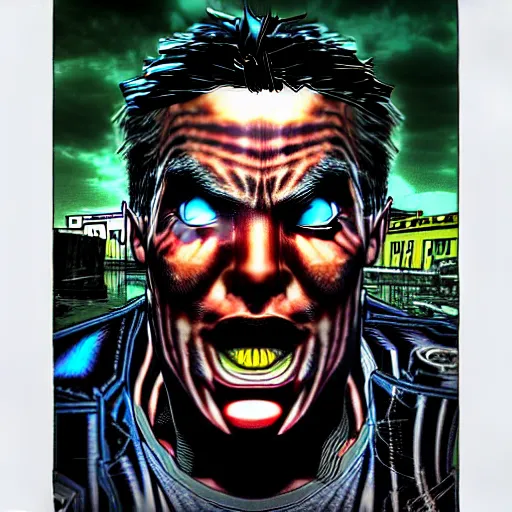 Image similar to a highly detailed surprised man, comic book cover art, in the style of todd mcfarlane and jack kirby, with a haunting background, digital photography, photorealistic, realistic, extreme detail