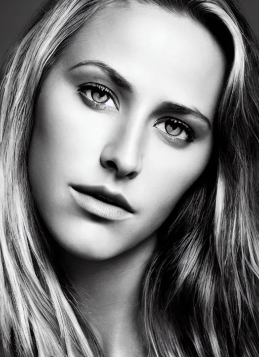 Image similar to portrait of beautiful female ryan gosling by mario testino, headshot, detailed, award winning, sony a 7 r