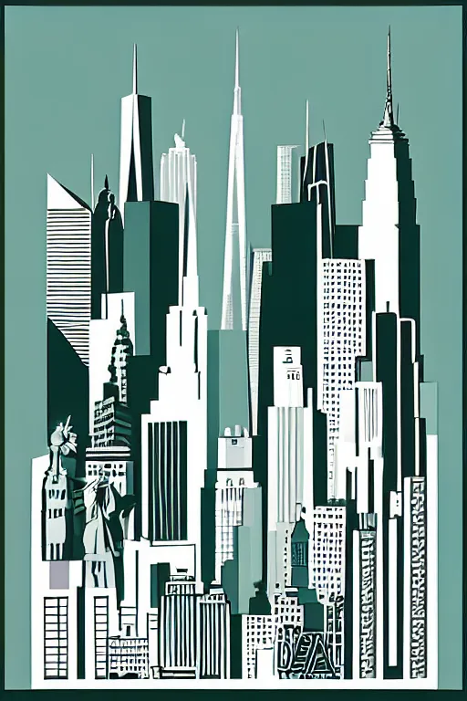 Image similar to minimalist boho style art of new york, illustration, vector art