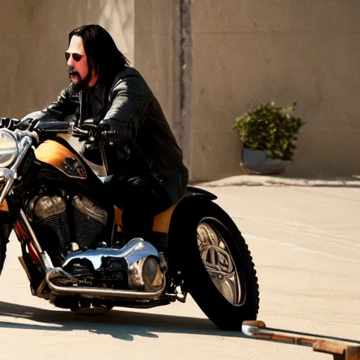 Image similar to Keanu Reeves in Sons of anarchy very detail4K quality super realistic