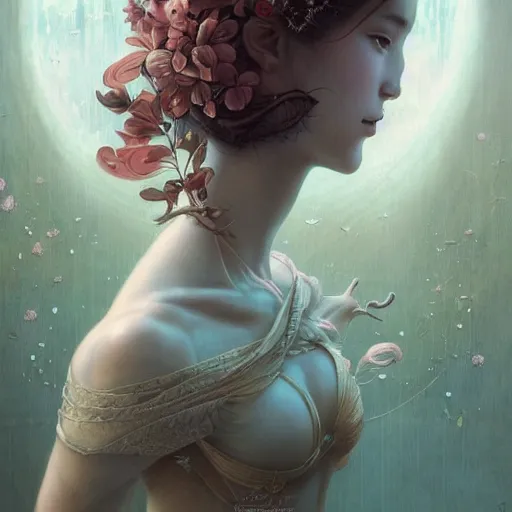 Prompt: aerith gainsborough, intricate, elegant, highly detailed, smooth, sharp focus, award - winning, masterpiece, in the style of tom bagshaw, cedric peyravernay, peter mohrbacher, victo ngai, pinterest, 4 k hd illustrative wallpaper, chinese style