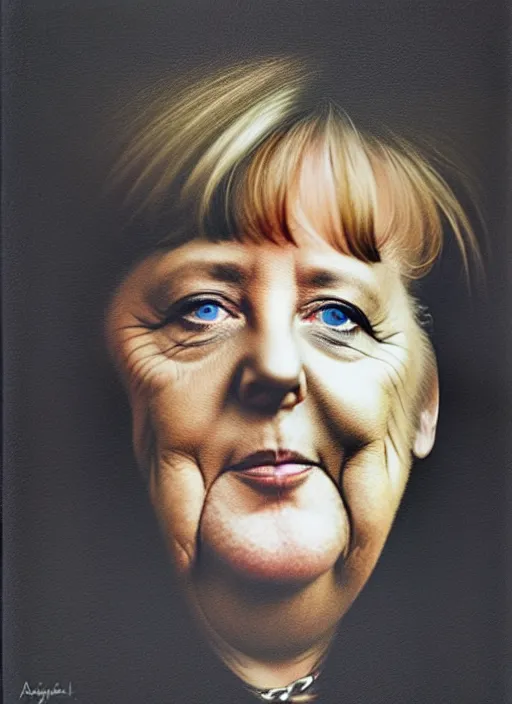 Prompt: close - up portrait of angela merkel by sarah moon,