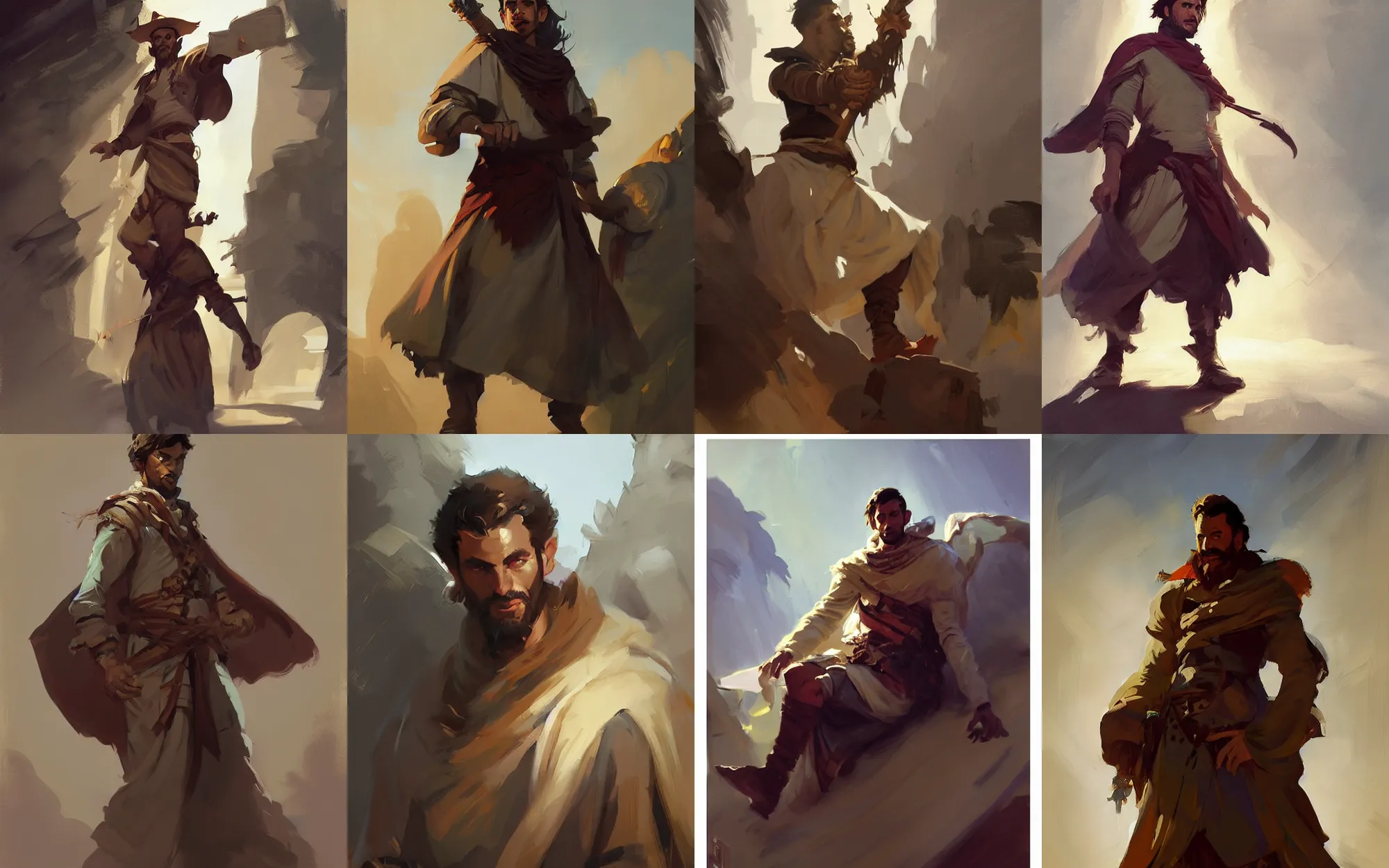 Prompt: portrait of nomad young man in dress cloth greg manchess portrait painting of bard, d & d, fantasy, medium shot, asymmetrical, intricate, elegant, matte painting, illustration, hearthstone, by greg rutkowski, by greg tocchini, by james gilleard, by joe fenton