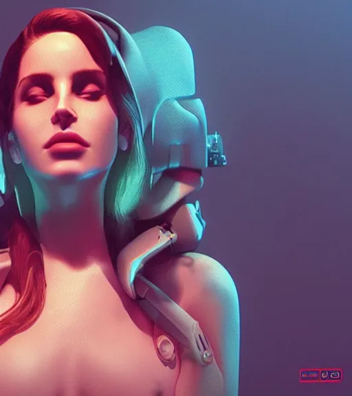 Image similar to underwater portrait of lana Del Rey as a cyborg, octane render, kingdom come by Alex Ross