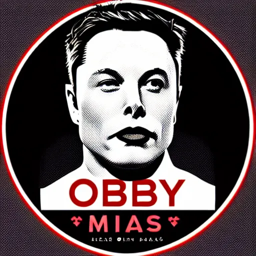 Image similar to an Obey style logo of Elon Musk by Shepard Fairey