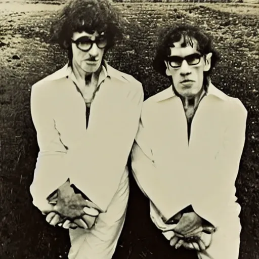 Prompt: ron and russell mael as conjoined twins