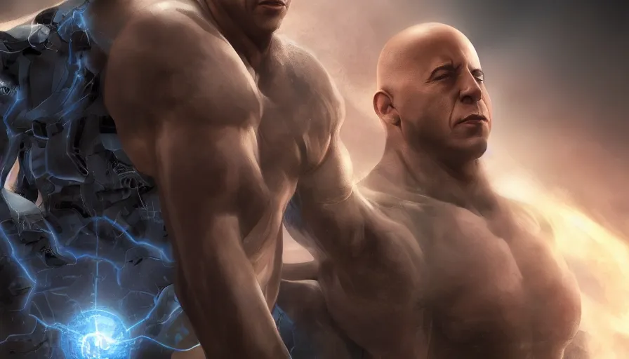 Prompt: Vin Diesel is Reed Richards from the Fantastic Four, hyperdetailed, artstation, cgsociety, 8k