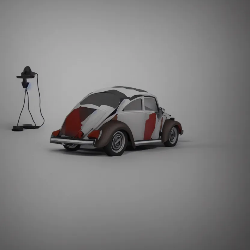 Prompt: a low poly render of a VW Beetle on a bookshelf, octane render, unreal engine 5, high quality