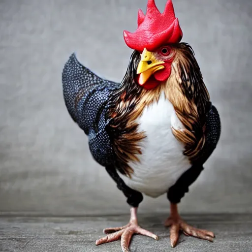 Prompt: a chicken dressed as Harry Potter