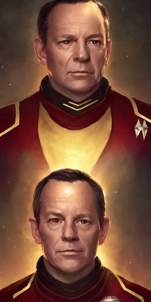 Prompt: portrait of Senator Mark McGowan wearing his starfleet captains uniform, realistic character concept, high fantasy, light atmosphere, golden ratio, cinematic lighting, hyperdetailed, high resolution, insanely detailed and intricate, artstation, Marc Simonetti, Greg Rutkowski