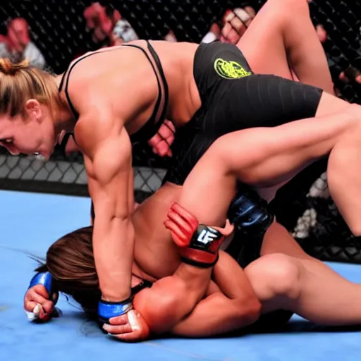 Image similar to transgender muscular woman beating up woman in ufc