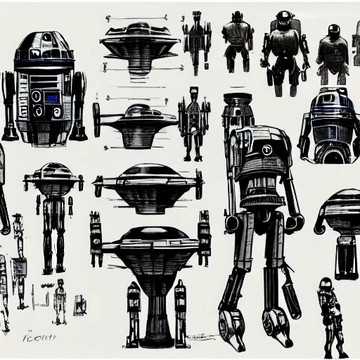 Prompt: Star wars droid concept art