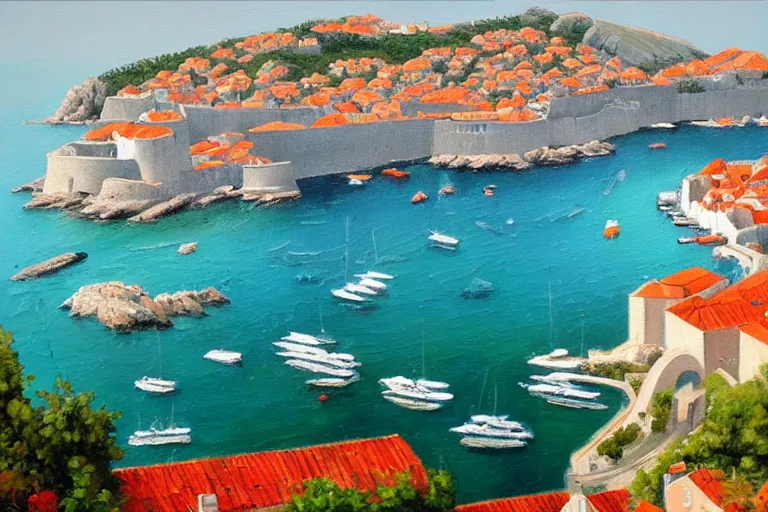 Image similar to dubrovnik, oil painting, oil in canvas, old painting