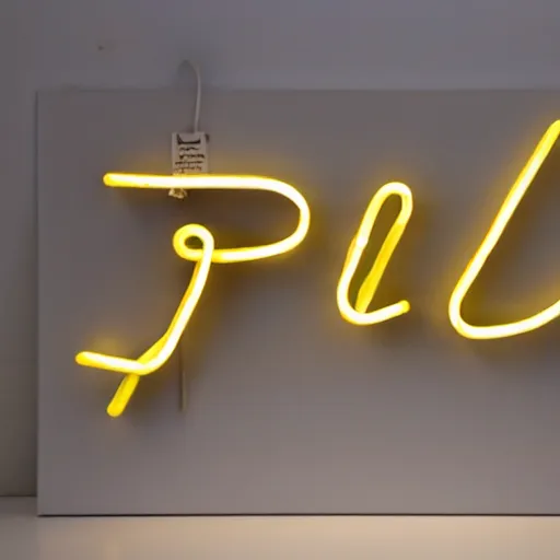 Prompt: glowing neon sign script art by tracy emin, by let there be neon, installed in residence