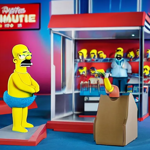 Prompt: Homer simpson as action figure, Mattel, studio product photography, professional, detailed, f/8.0