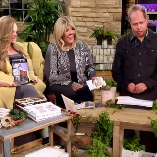 Prompt: Photo of Jesus Christ enthusiastically selling bibles and crosses on TV HSN Home Shopping Network