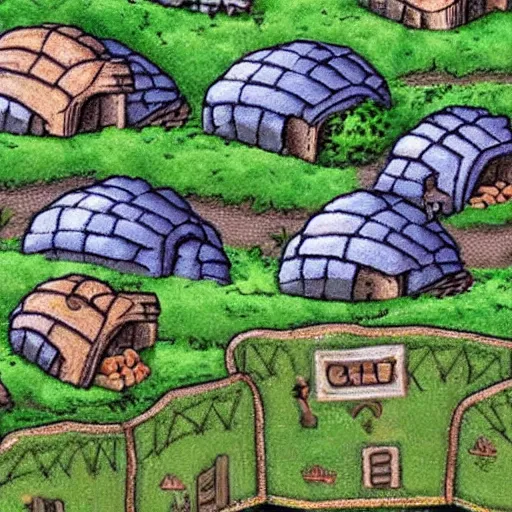 Image similar to village on the back of a giant turtle