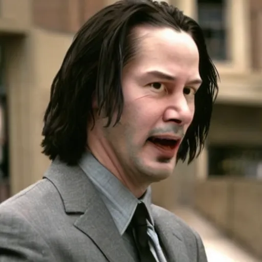 Prompt: keanu reeves as mr. bean as the joker from batman, still from batman vs bean, 2 0 2 0