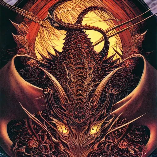 Prompt: dark dragon, by yoichi hatakenaka, masamune shirow, josan gonzales and dan mumford, ayami kojima, takato yamamoto, barclay shaw, karol bak