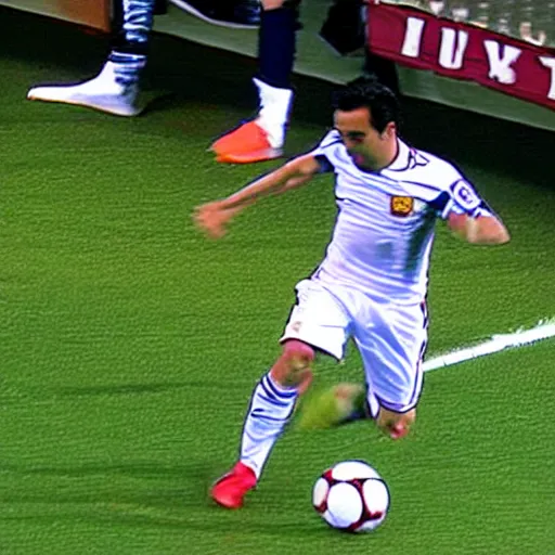 Image similar to surveillance camera footage of xavi hernandez trying to rob a house