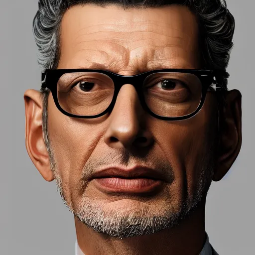 Image similar to !! hyperrealistic!! jeff goldblum, by istvan sandorfi & thomas eakes & xiang duan, perfect facial symmetry, dim volumetric cinematic lighting, 8 k octane comprehensive render, extreme hyper - detailed attributes & atmosphere, intricate, impossibly lifelike composition, masterpiece, artstation, stunning,