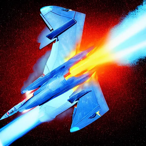 Image similar to cinematic areal shot of a fighter jet exploding from the energy wave concept art