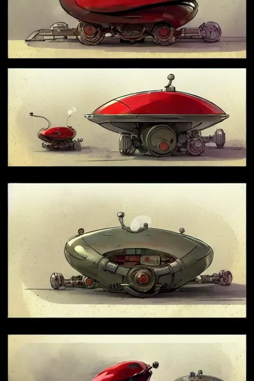 Image similar to comic layout ( ( ( ( ( 1 9 5 0 s retro future android robot fat robot mouse wagon. muted colors., ) ) ) ) ) by jean - baptiste monge,!!!!!!!!!!!!!!!!!!!!!!!!! chrome red