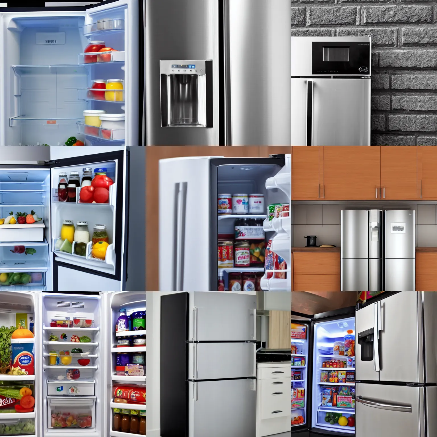 Prompt: stock photo of a refrigerator that holds many milks