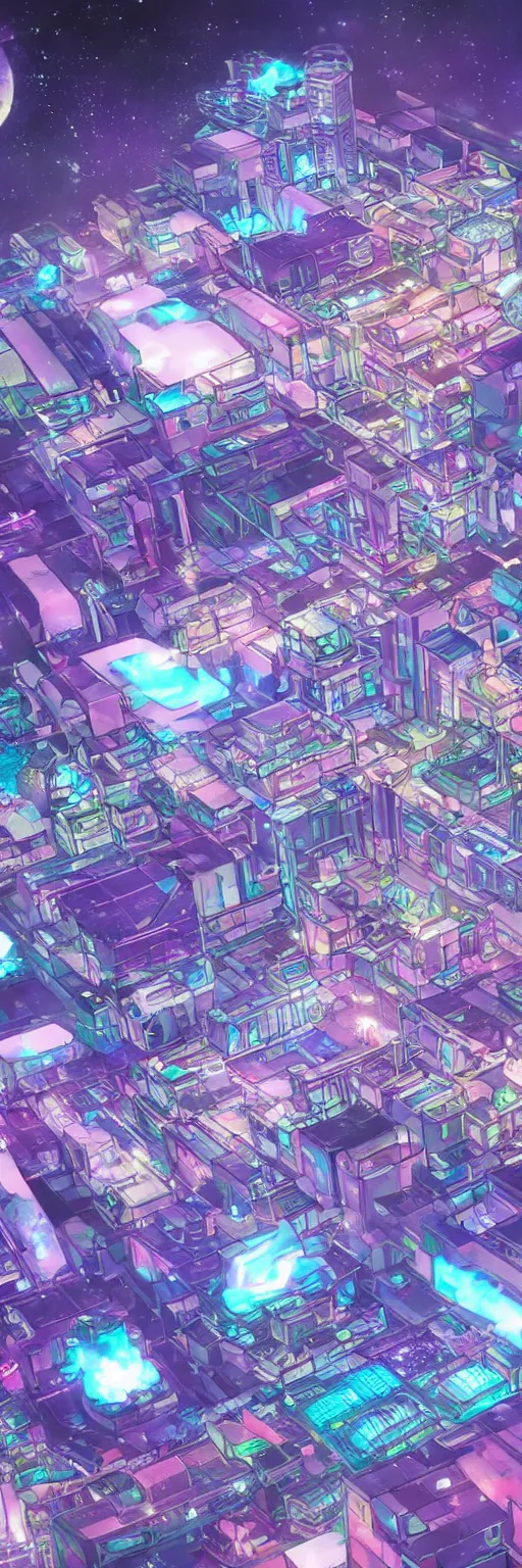 Image similar to a beautiful drawing of small section of a future funk space city, unreal engine