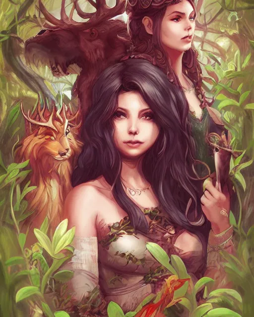 Image similar to the queen of the forest, by Fernanda Suarez and ross tran