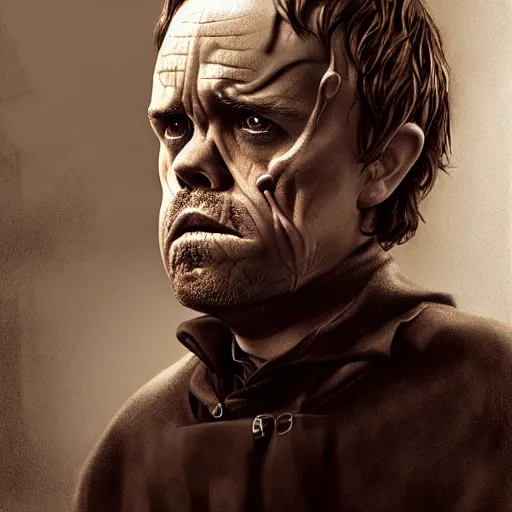 Prompt: peter dinklage as hannibal lecter, digital painting, extremely detailed, 4 k, intricate, brush strokes, mark arian, artgerm, bastien lecouffe - deharme