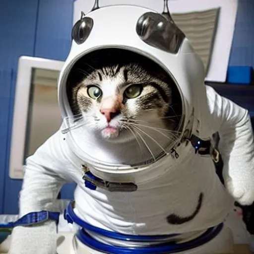 Prompt: a cat wearing an astronaut helmet
