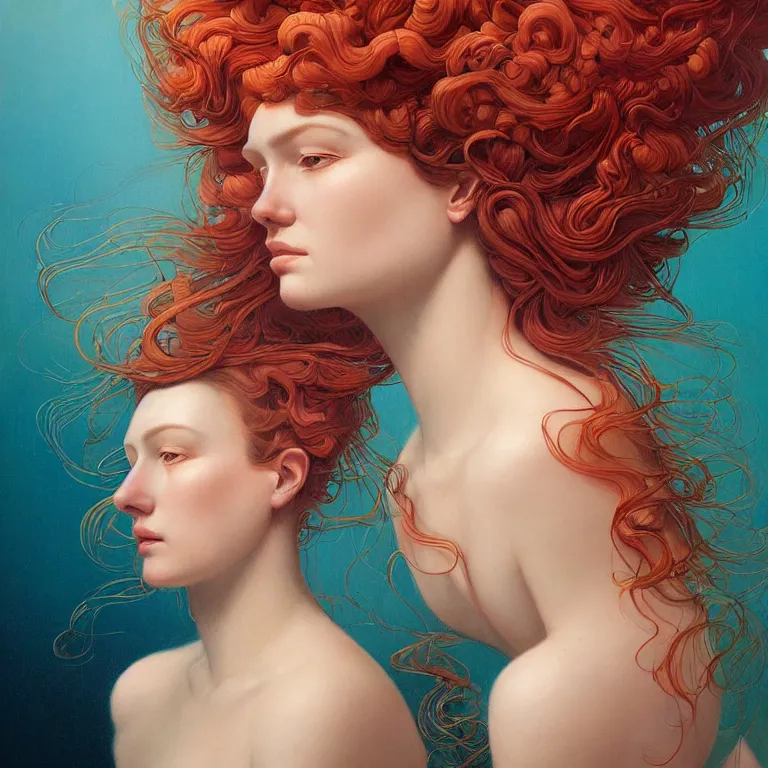 Image similar to woman with coral reef hair portrait soft light painted by james jean and moebius and erik jones, inspired by mary jane ansell, smooth face feature, intricate oil painting, high detail illustration, sharp high detail