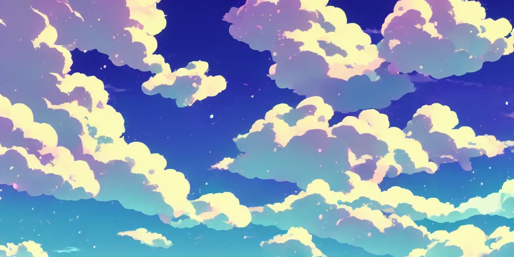 Image similar to A background for an anime-themed social media profile sky bright clouds bloom effect from Skyrim blender studio ghibli clouds