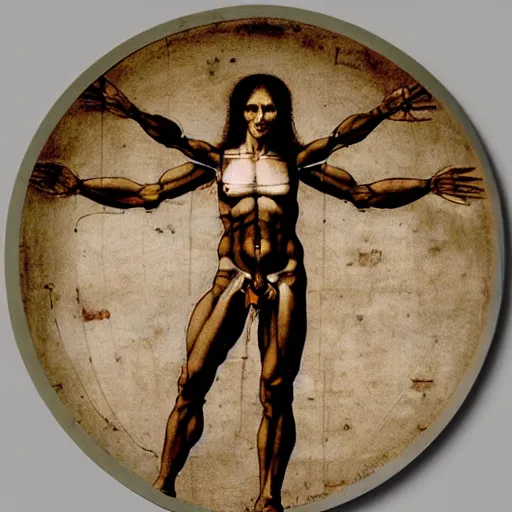 Prompt: anatomically correct vitruvian woman by leonardo da vinci