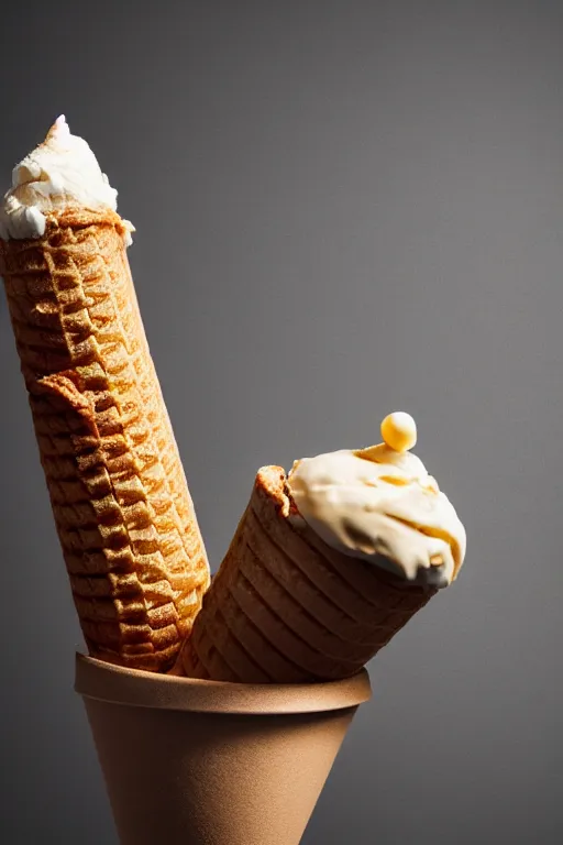 Prompt: 📷 conan o'brien the ice - cream cone 🍦, made of food, still image, dynamic lighting, 4 k