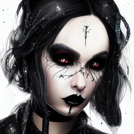 Image similar to a girl wearing gothic clothes, dark lipstick, highly detailed, digital painting, artstation, concept art, smooth, sharp focus, illustration