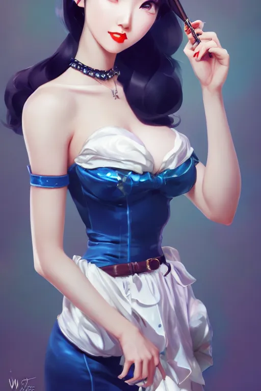 Image similar to a pin up and beautiful fashion charming dreamlke japan girl with lv jewelry, character art, art by artgerm lau and wlop and and ilya kuvshinov and john singer sargent, hyperdetailed, 8 k realistic, symmetrical, frostbite 3 engine, cryengine, dof, trending on artstation, digital art