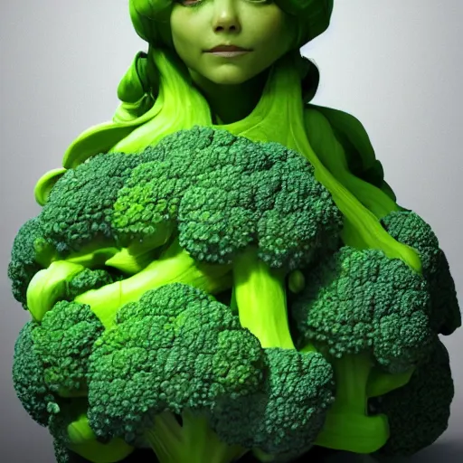 Image similar to broccoli!! has an [ [ elizabeth olsen face ] ]!!, trending on zbrush, unreal engine 5, cgsociety contest winner, intricate, detailed, 4 k quality, concept art