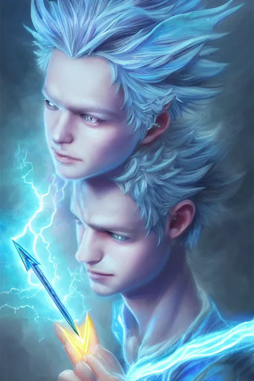 Image similar to legendary fairy prince casting a lightning spell,, lightning energy, blue energy, highly detailed, d & d, fantasy, highly detailed, digital painting, trending on artstation, concept art, sharp focus, illustration, global illumination, ray tracing, realistic shaded, art by artgerm and greg rutkowski and fuji choko and viktoria gavrilenko and hoang lap