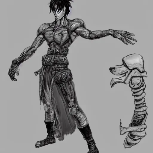 Prompt: akira pose character in planescape, concept